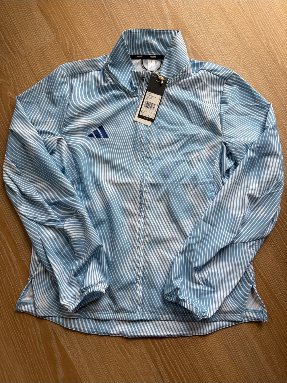 adidas Light Blue & White Striped Men’s Windbreaker Jacket